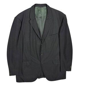 Vintage Bespoke 1961 Blazer Jacket Wool Heavyweight Sport Coat Black 46R